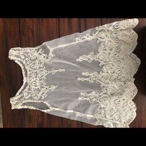 Sheer tank top with lace